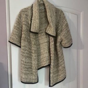 Loft Off White/Taupe Short Sleeve Cardi XS